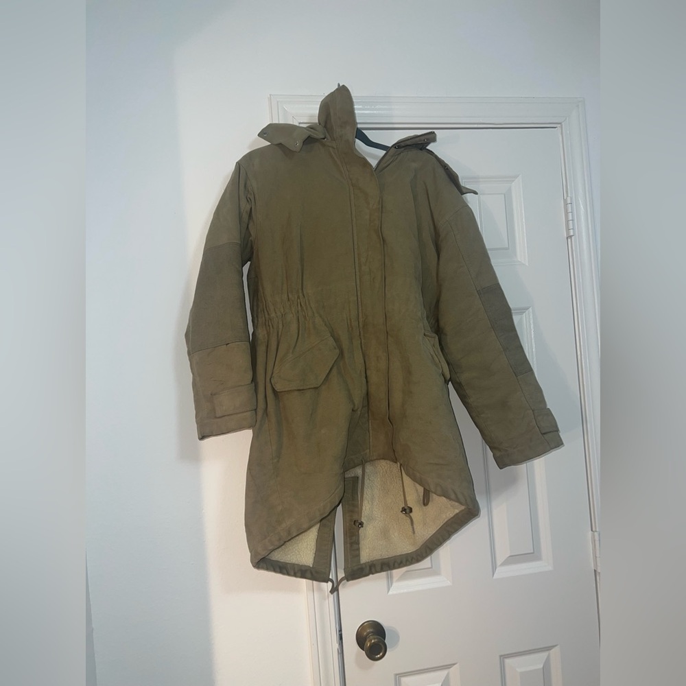 Sessun Chorus Lichen Parka Oversized Coat Sherpa Military Style Jacket Sz S